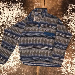 Patagonia blue &grey Aztec fleece pullover-mens